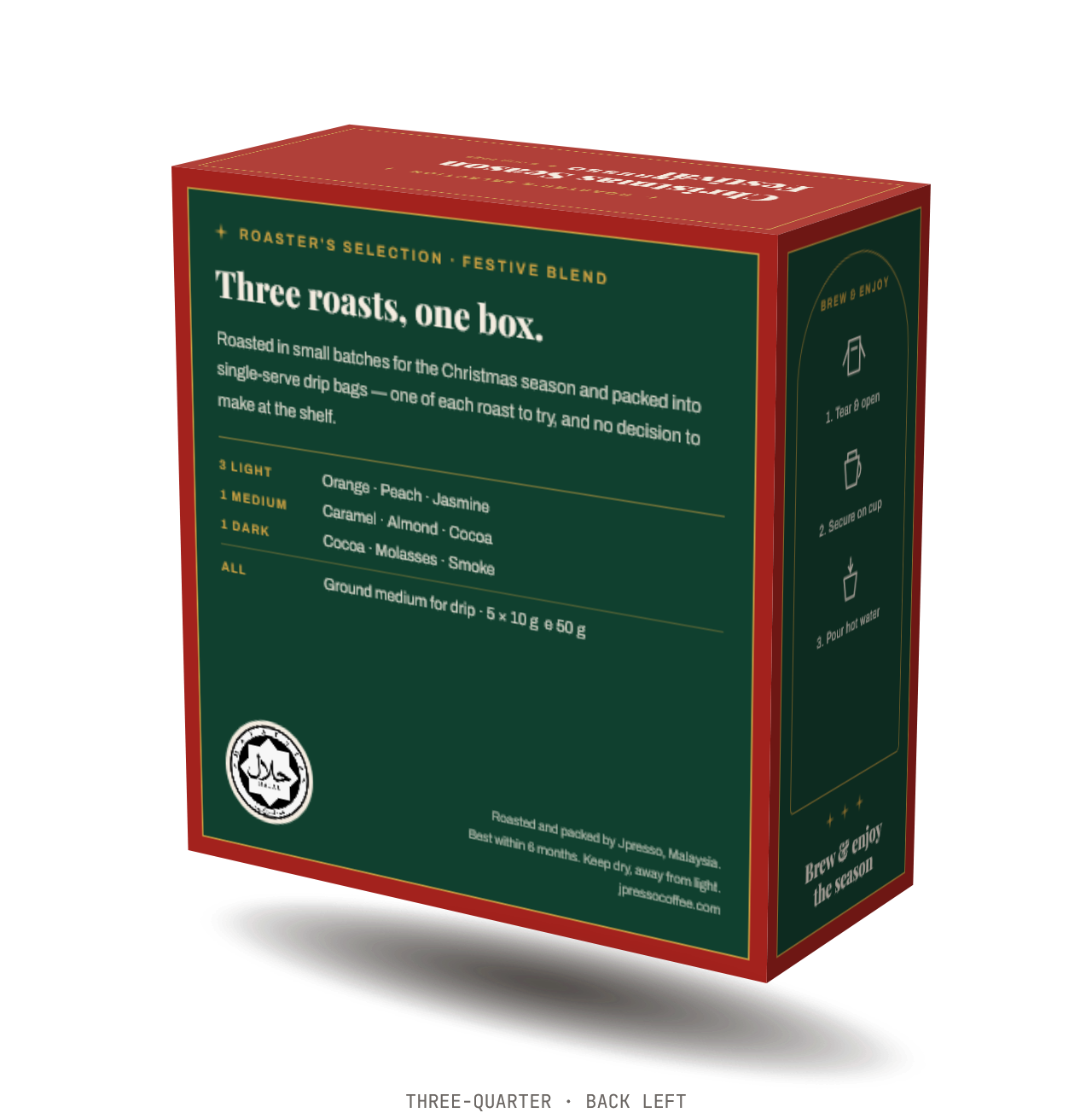 Christmas Season Festival box, three-quarter back left